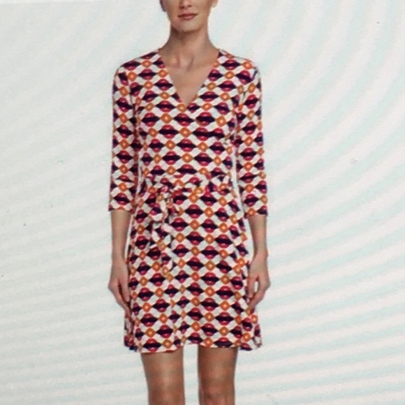 Stitch fix Leota wrap Dress navy orange pi… - Picture 6 of 6